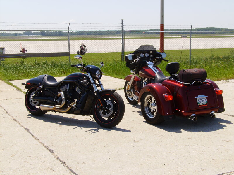 Two Motorcycles Parked — Black, Calm