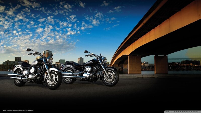 Two Motorcycles under Bridge