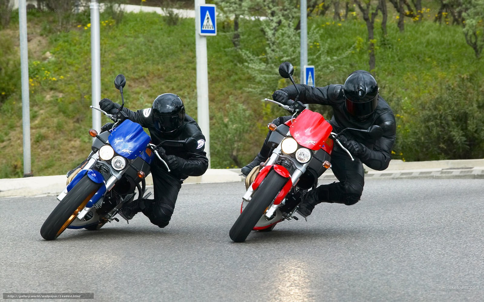 Two motorcyclists on a road
