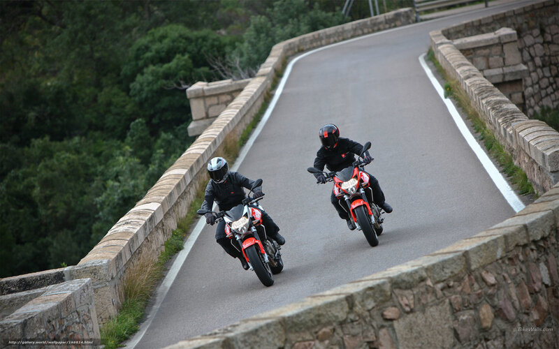 Two Motorcyclists on Bridge — Red