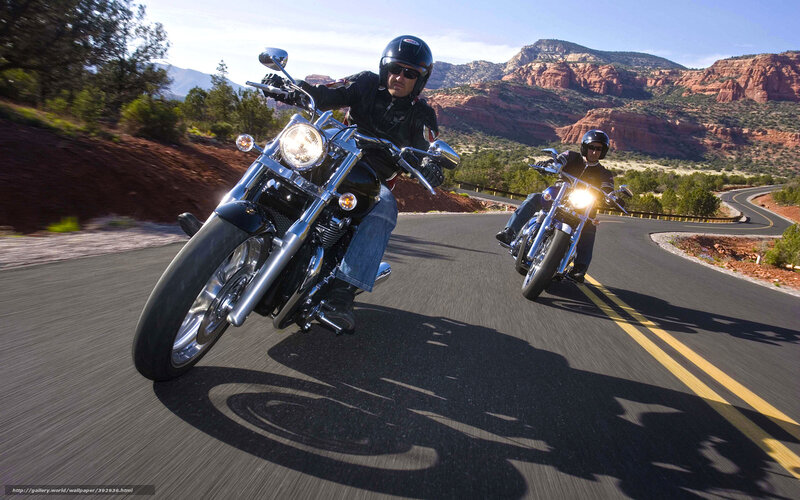 Two Motorcyclists on Road — Black, Adventurous, Afternoon