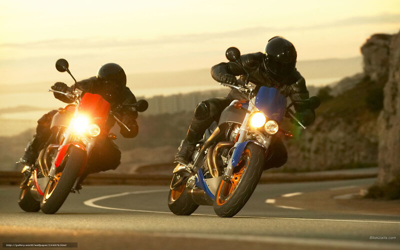 Two Motorcyclists on Road — Black, Dramatic