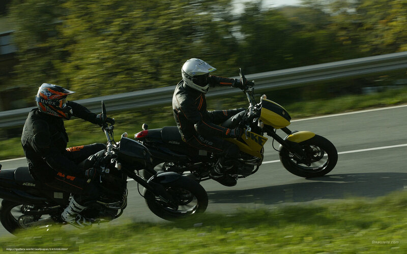 Two Motorcyclists on Road — Black, Dynamic, Afternoon, Photograph