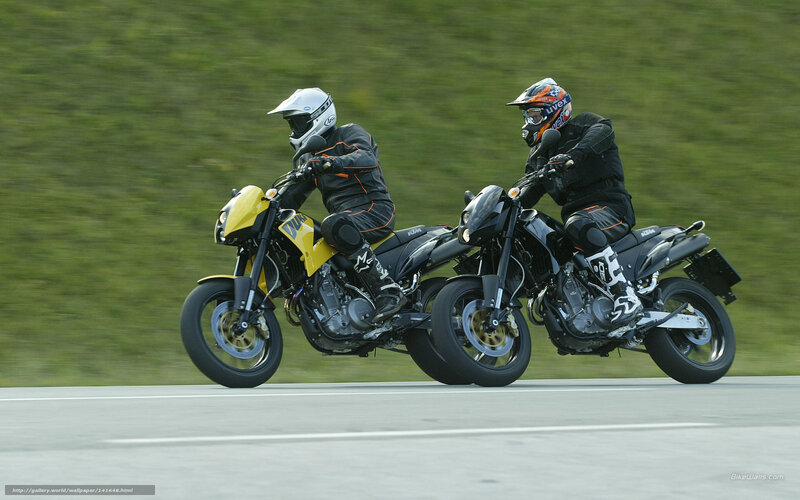 Two Motorcyclists on Road — Black, Dynamic