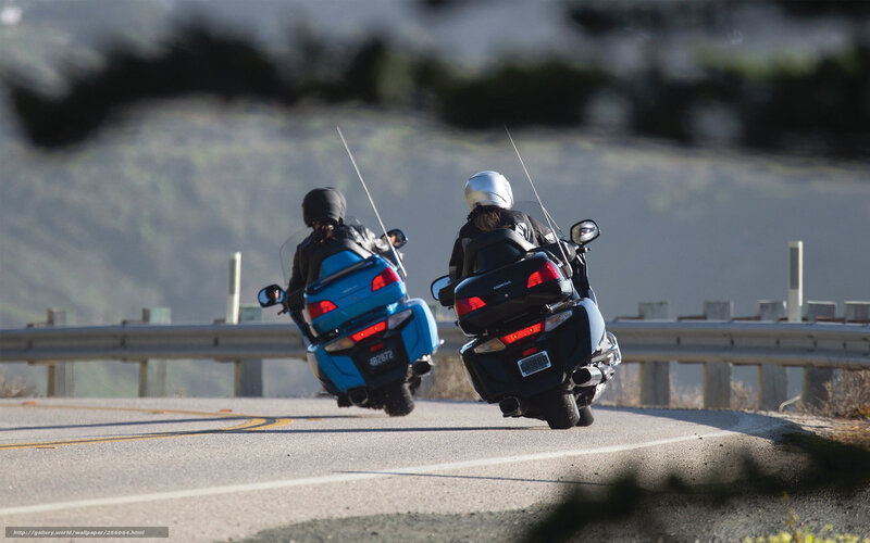Two Motorcyclists on Road — Blue, Calm