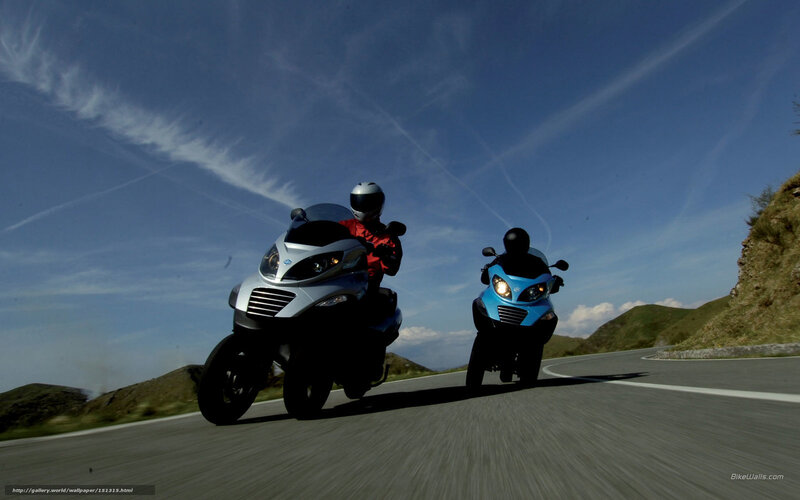 Two Motorcyclists on Road — Blue, Dynamic