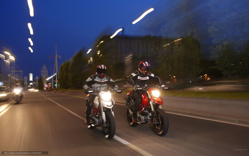 Two Motorcyclists on Road — Blue