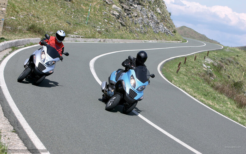 Two Motorcyclists on Road — Gray, Active