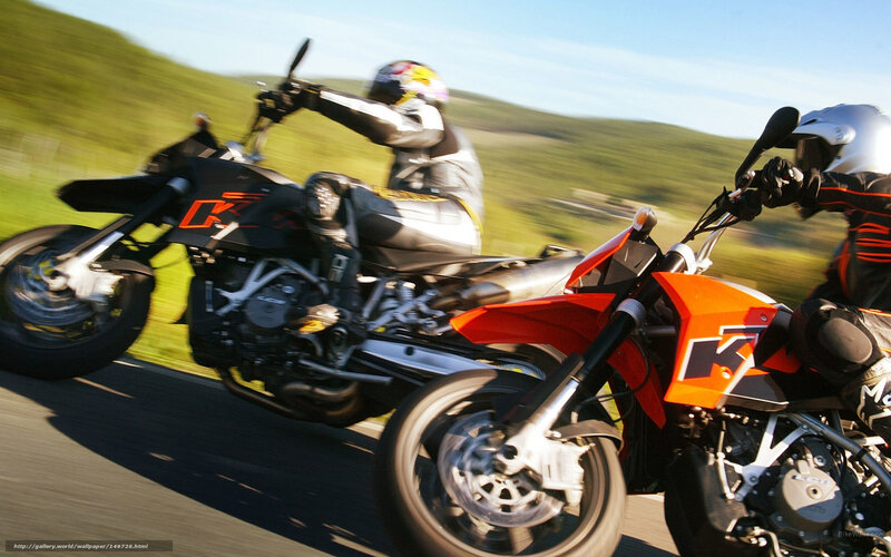 Two Motorcyclists on Road — Orange, Dynamic