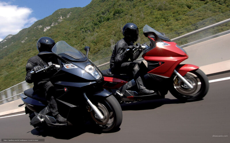 Two Motorcyclists on Road — Red, Dynamic