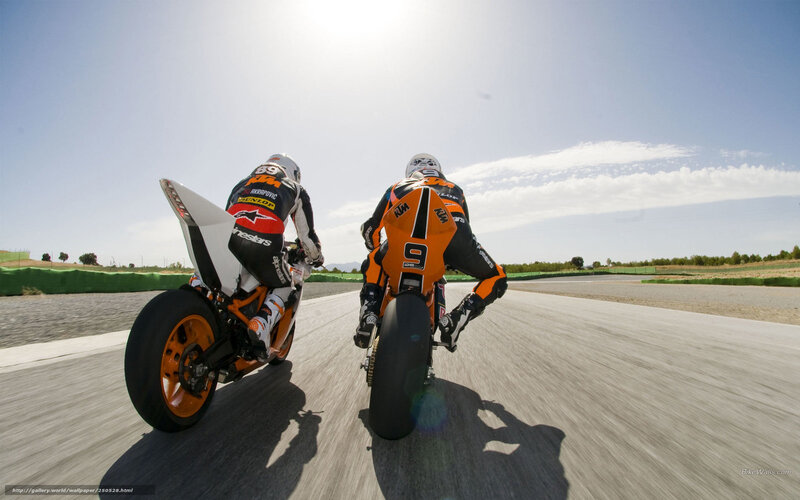 Two Motorcyclists on Track — Orange, Dynamic