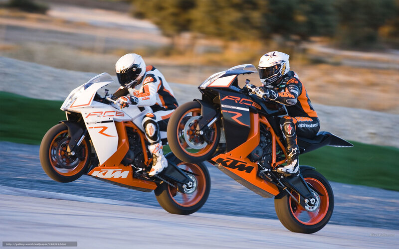Two Motorcyclists on Track — Orange