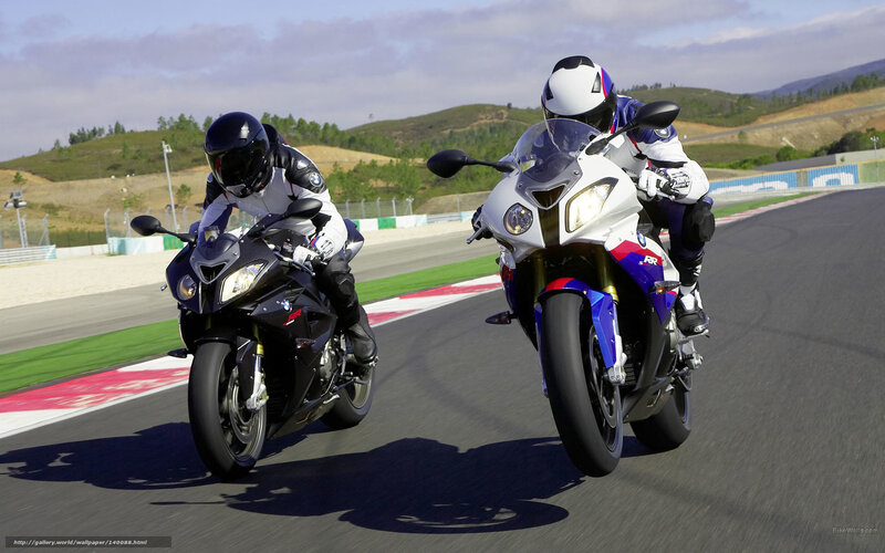 Two Motorcyclists on Track — White, Dynamic