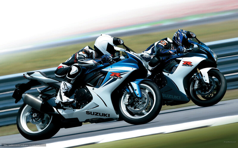 Two Motorcyclists Racing — Blue, Dynamic, Afternoon
