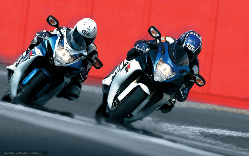 Two Motorcyclists Racing — Blue, Dynamic