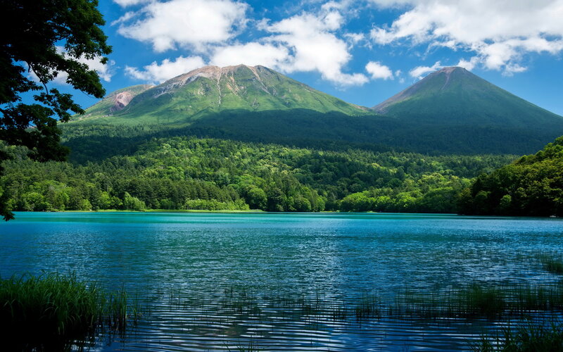 Two Mountains and a Lake — Blue