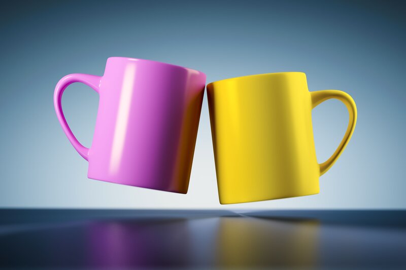 Two Mugs Floating