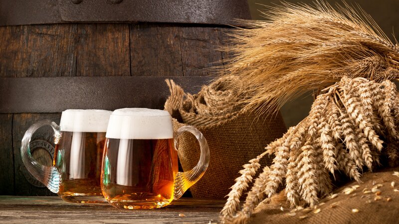 Two Mugs of Beer — Brown, Rustic