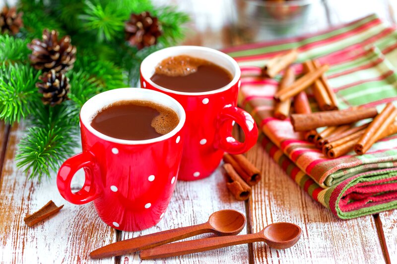 Two Mugs of Hot Chocolate — Red
