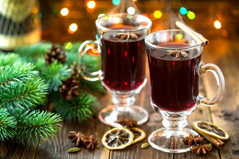 Two Mugs of Mulled Wine — Brown, Cozy