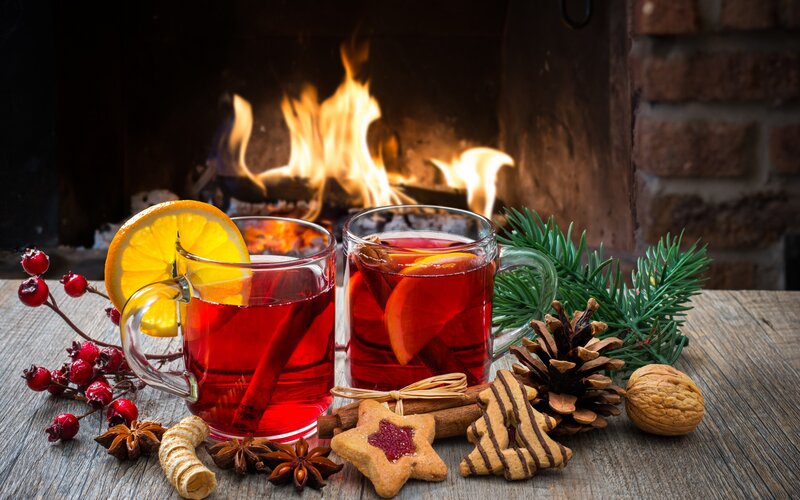 Two Mugs of Mulled Wine — Red, Cozy