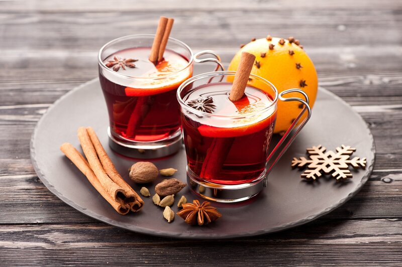 Two Mugs of Mulled Wine — Red, Cozy, Winter, Photograph