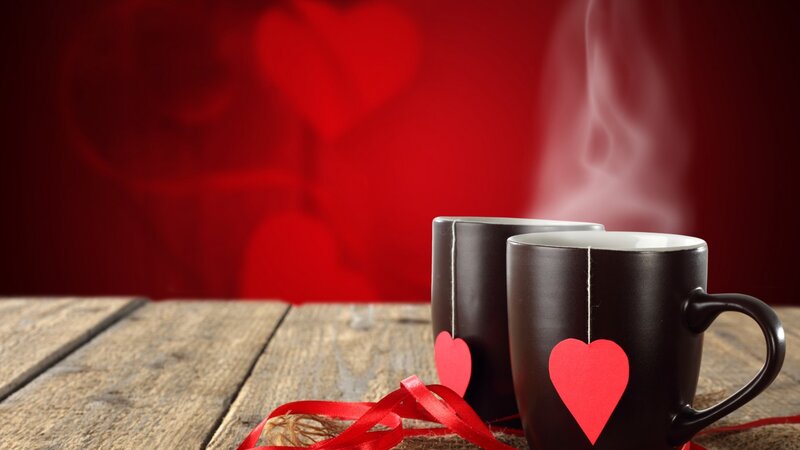 Two Mugs on Wood — Red