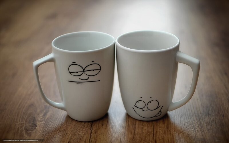 Two Mugs with Faces — White