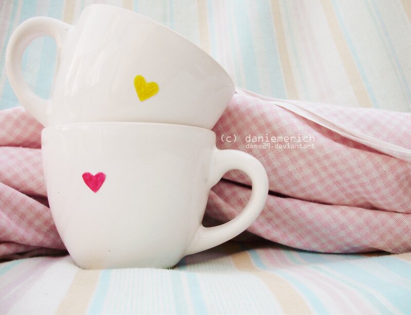 Two Mugs with Hearts — White