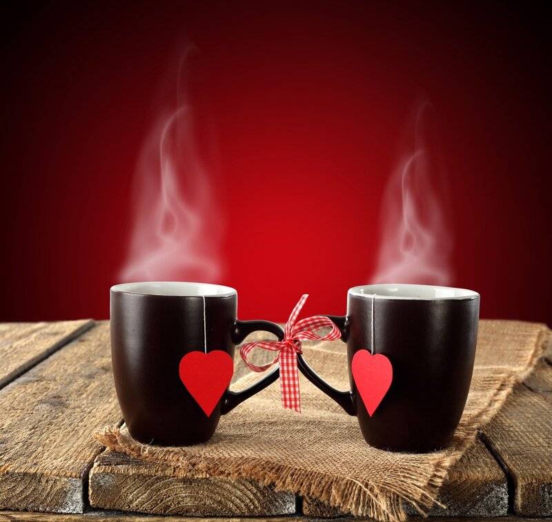 Two Mugs with Steam — Red