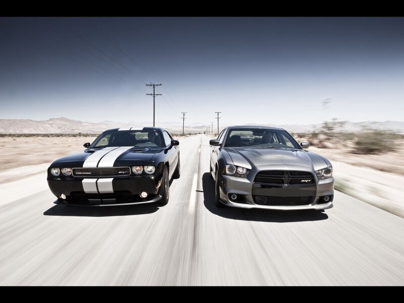 Two Muscle Cars — Black, Dynamic, Afternoon
