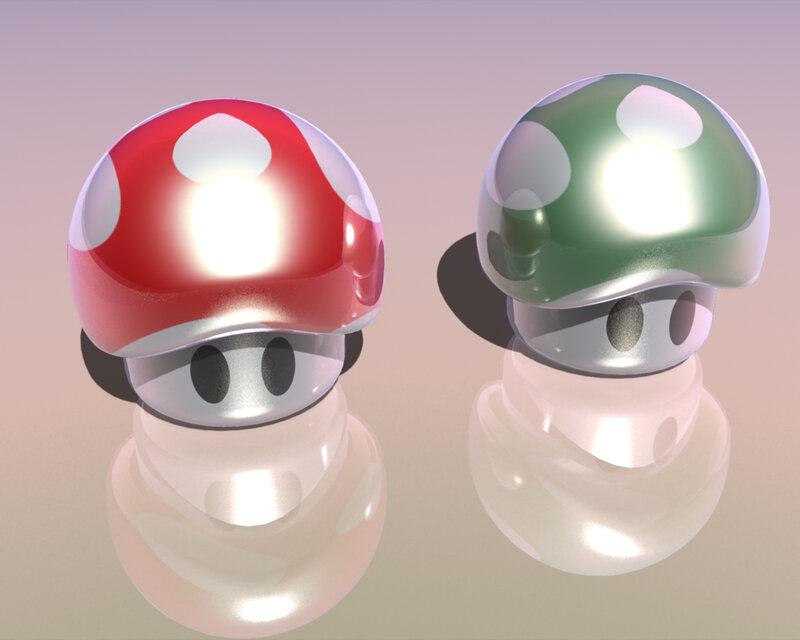 Two Mushrooms on Surface