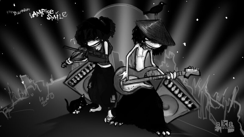 Two Musicians on Stage — Black, Dramatic, Night