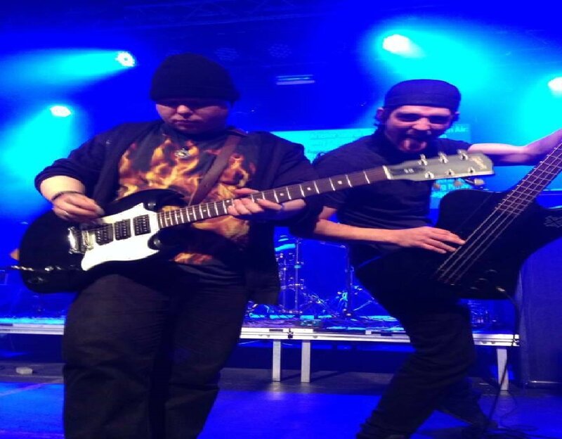 Two Musicians on Stage — Blue, Energetic, Night