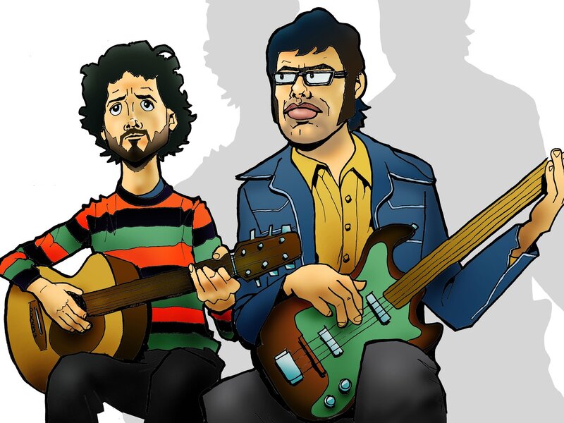 Two Musicians Playing Guitars — Blue