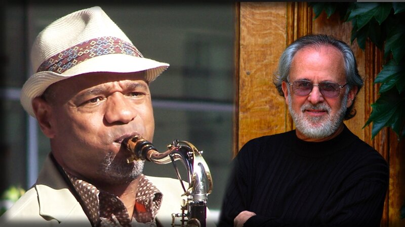 Two musicians posing together
