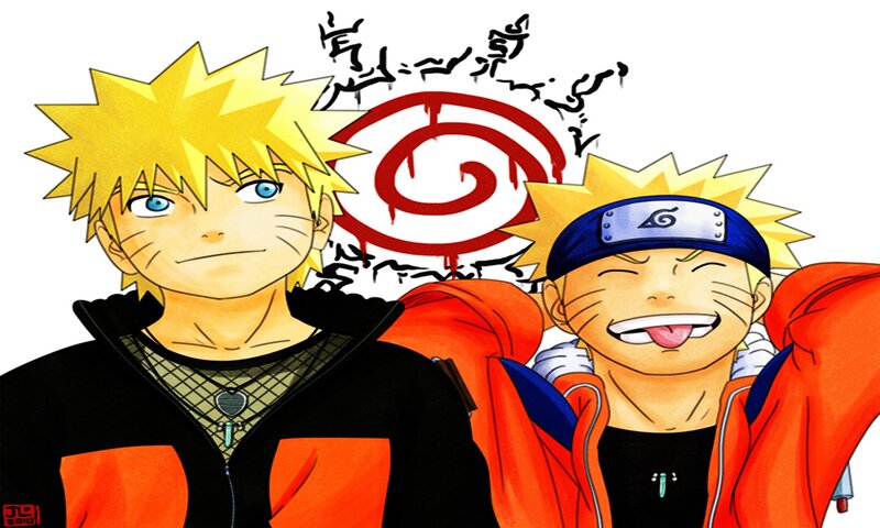 Two Naruto Characters — Yellow, Playful