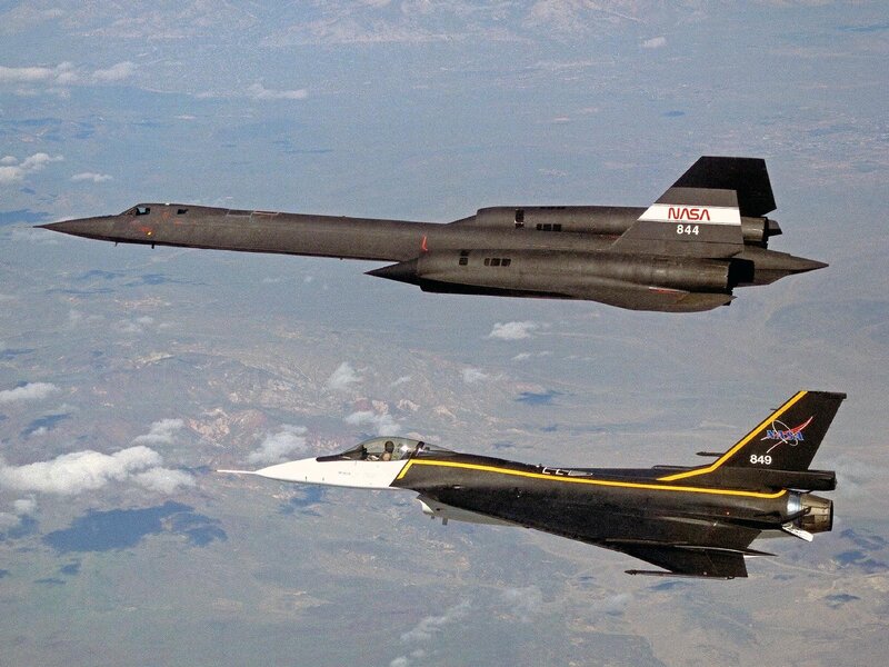 Two NASA Jets in Flight — Black