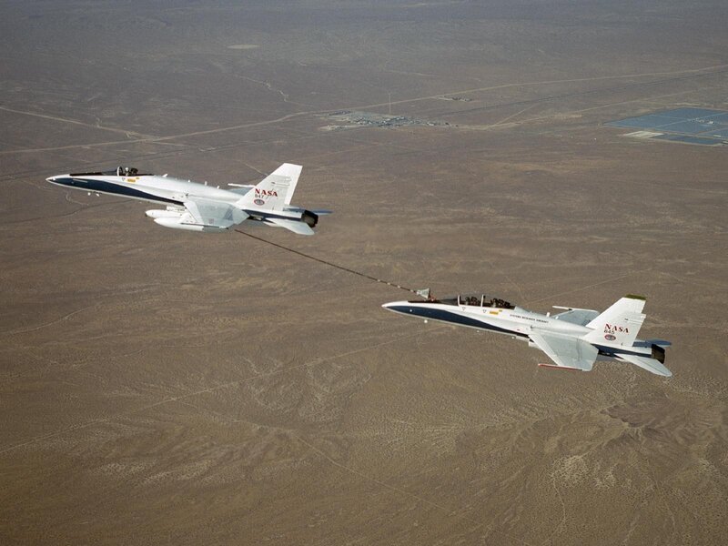 Two NASA Jets in Flight — Brown