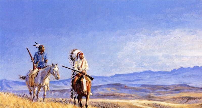 Two Native American Men on Horses