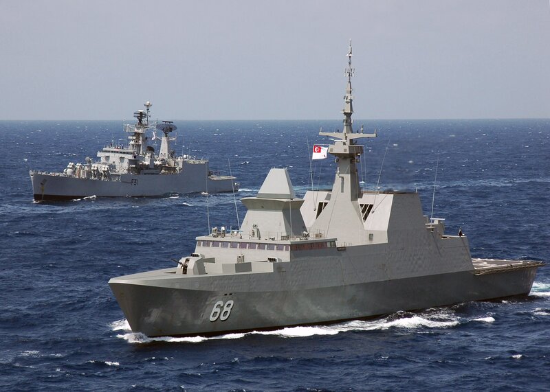 Two naval ships at sea