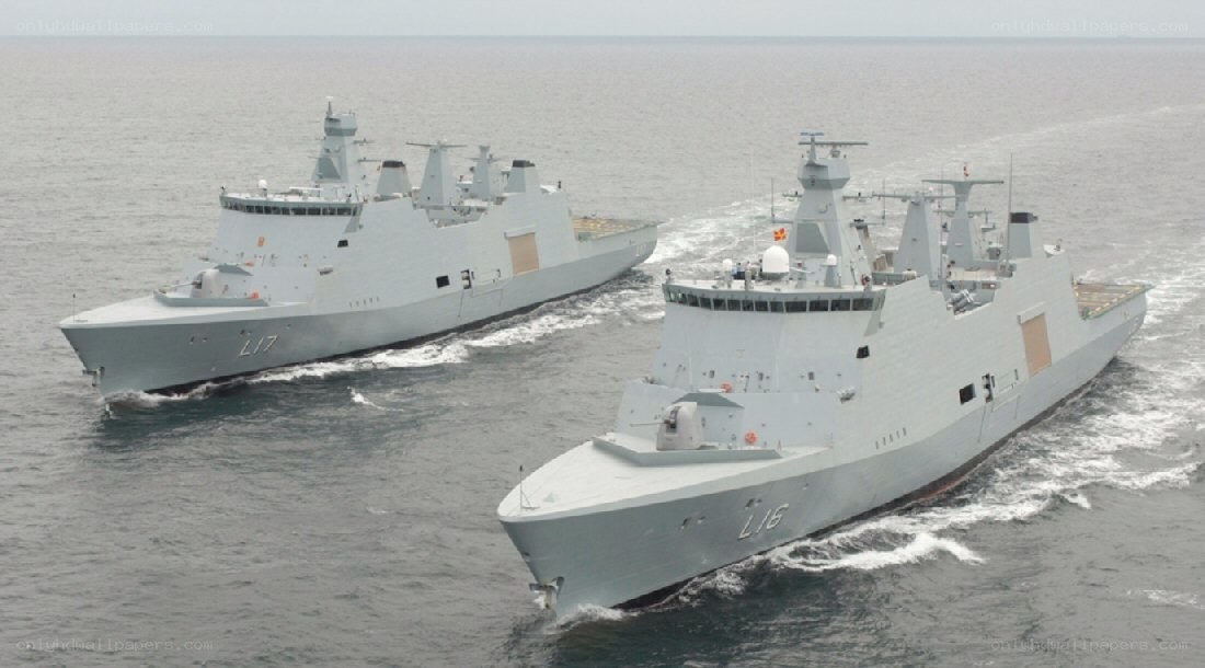 Two naval ships at sea