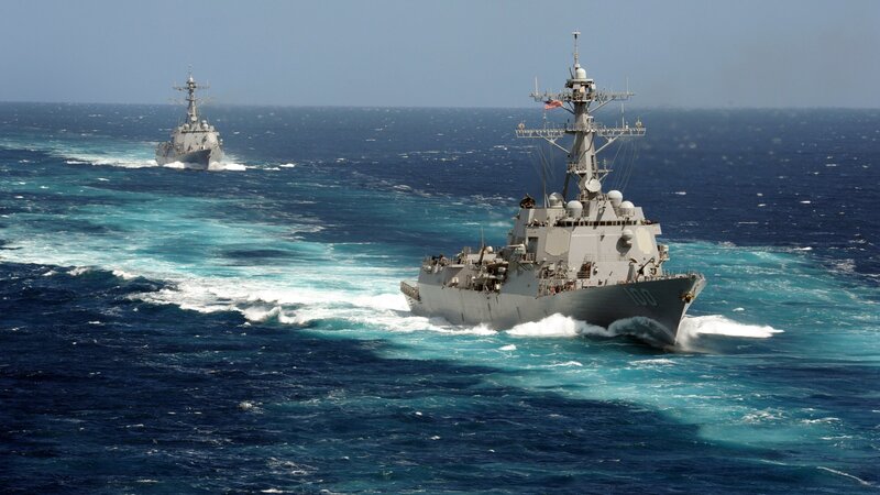 Two Naval Warships — Blue