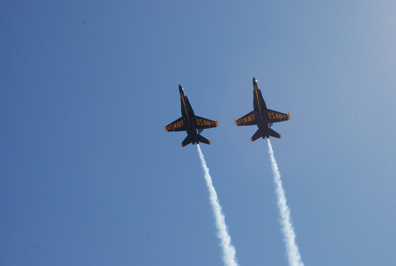 Two Navy Jets Flying — Blue