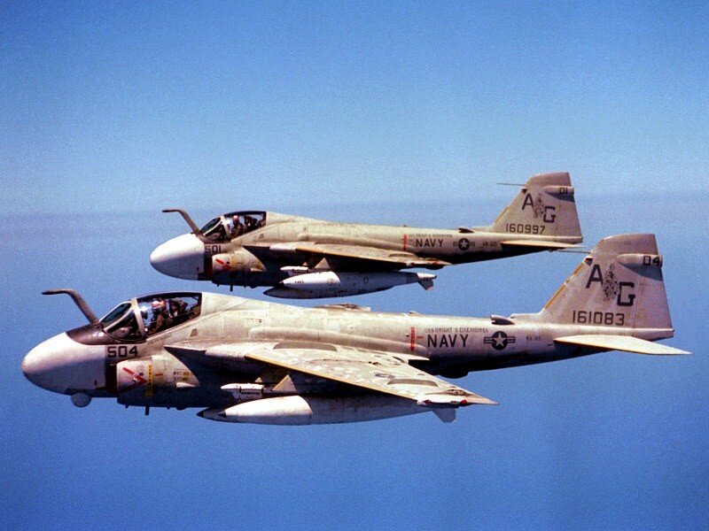 Two Navy jets in flight