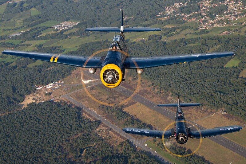 Two Navy Planes Flying — Blue