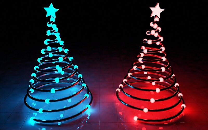 Two Neon Christmas Trees