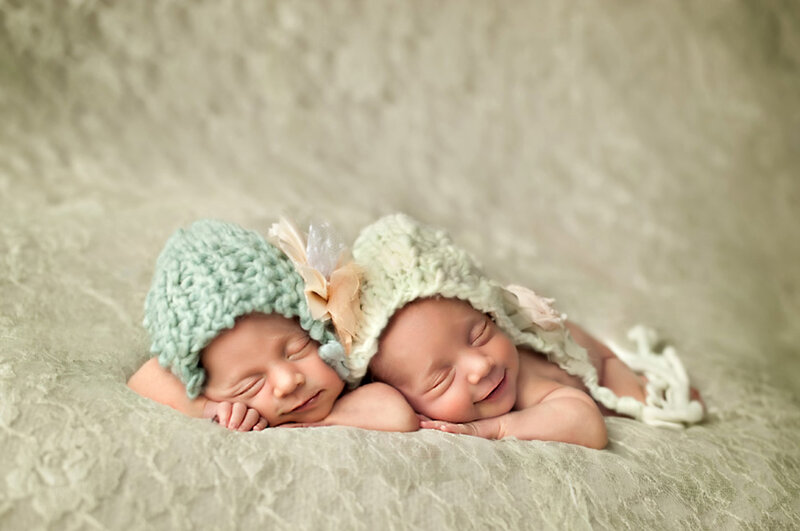 Two Newborn Babies — Green