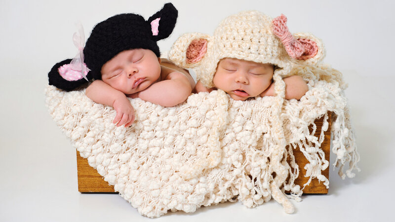 Two Newborn Babies — White, Serene
