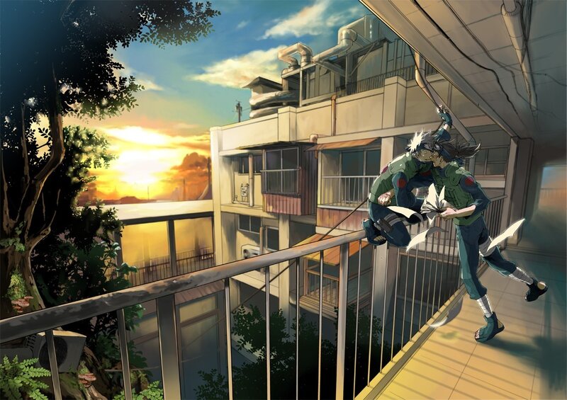 Two Ninjas on Balcony